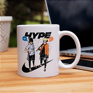 Caneca Naruto e Sasuke Nike x Adidas Hype Beast Branca