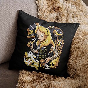 Almofada Alice No País Das Maravilhas Jack Daniels Alice In Wonderland Tattoo Drink 45x45