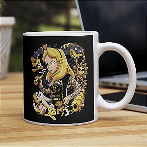 Caneca Alice No País Das Maravilhas Jack Daniels Alice In Wonderland Tattoo Drink Branca
