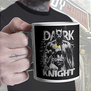 Caneca Batman Dark Knight Homem-Morcego Cavaleiro das Trevas Bruce Alan Wayne DC Comics Branca