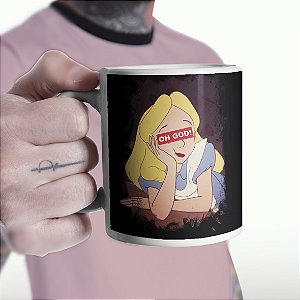 Caneca Alice In Wonderland Oh God Alice No País Das Maravilhas Branca