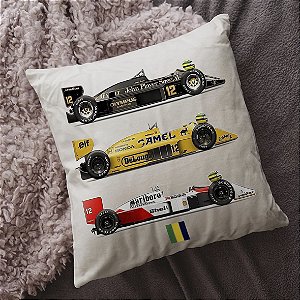 Almofada Ayrton Senna da Silva Lotus Camel Lotus JPS McLaren Honda Formula 1 Corrida 45x45