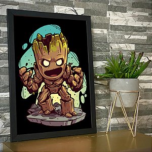 Quadro Baby Groot Eu Sou Groot Ilustração Marvel Comics A3