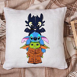 Almofada Banguela Stitch e Baby Yoda 45x45