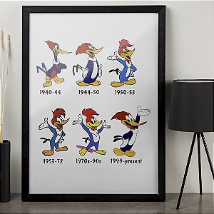 Quadro A Evolução Pica-Pau Woody Woodpecker Desenho Animado A3