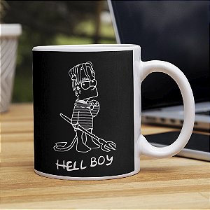 Caneca Bart Simpsons Hellboy Os Simpsons Branca