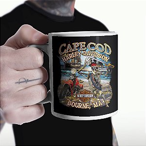 Caneca Cape Cod Harley Davidson Cycles Motorcycle Bourne Branca