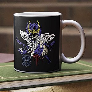 Caneca Os Cavaleiros do Zodíaco Ikki de Fênix Zumbi Leão Saint Seiya Branca