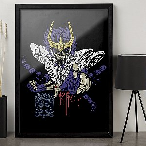 Quadro Os Cavaleiros do Zodíaco Ikki de Fênix Zumbi Leão Saint Seiya A3