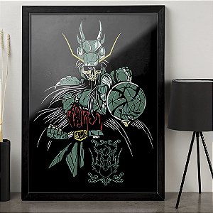 Quadro Os Cavaleiros do Zodíaco Shiryu de Dragão Zumbi Libra Saint Seiya A3
