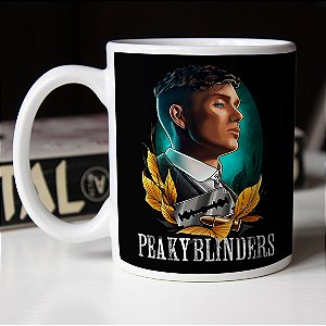 Caneca Thomas Shelby Peaky Blinders Lâmina Navalha Munição Cillian Murphy Branca