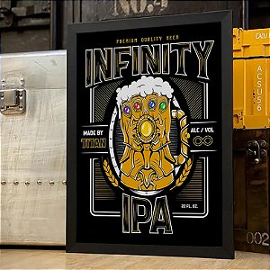 Quadro Cerveja Manopla Do Infinito Thanos Infinity Quality Beer Vingadores Marvel Comics A3