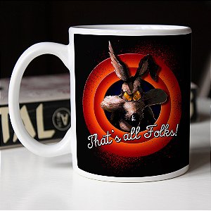 Caneca Wile Coyote Acme Thats all Folks Branca