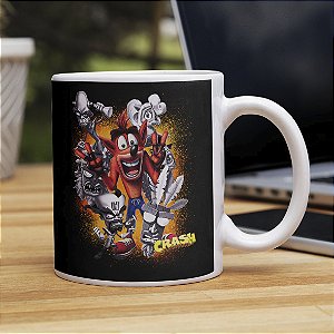 Caneca Crash Bandicoot Personagens PlayStation Branca