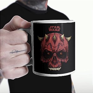 Caneca Darth Maul Skull Star Wars Branca