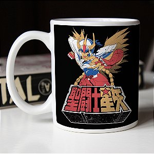 Caneca Ikki de Fênix Cavaleiro do Zodíaco Branca