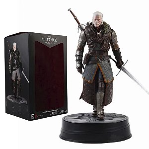 Estatua Colecionável Geralt de Rivia O Lobo Branco The White Wolf Wild Hunt The Witcher 26 cm