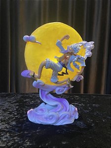 Estátua Colecionável Luffy Gear 5 Modo Hito Hito Nika One Piece Saga de Wano com Led 28 cm