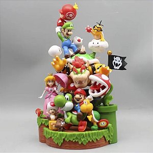 Estátua Colecionável Personagens Mario Super Mario Bros Game 28 cm