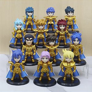 Pack Com 12 Estátuas Cavaleiros de Ouro Os Cavaleiros do Zodíaco Saint Seiya 10 cm