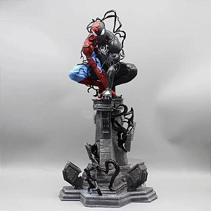 Estátua Colecionável Homem Aranha e Venom Symbionte Spider-Man Fusão Vingadores Marvel Comics 38 cm