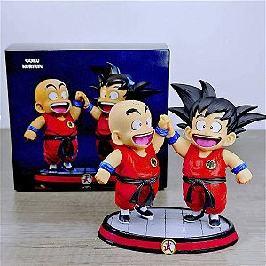 Estátua Colecionável Goku e Kuririn Dragon Ball Z 15 cm
