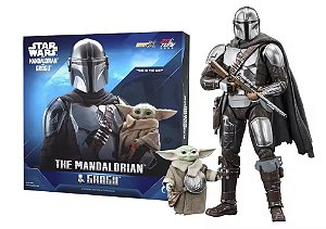 Action Figures Baby Yoda Grogu The Child e Din Djarin O Mandaloriano Guerra Nas Estrelas Star Wars Escala 1/10 Zd Toys