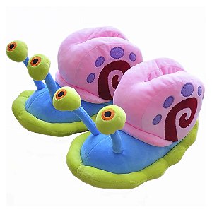 Pantufa de Pelúcia 3D Gary o Caracol Bob Esponja Tamanho Único 28 cm