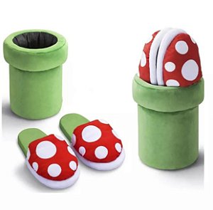 Pantufa Chinelo de Pelúcia 3D Super Mario Flor Carnívora No Cano Tamanho Único 28 cm