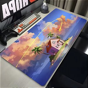 Mousepad Gamer Goku Nuvem Voadora Casa Mestre Kame Dragon Ball Z 90x40 cm