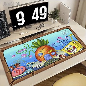 Mousepad Gamer Bob Esponja Calça Quadrada E Gary o Caracol 90x40 cm
