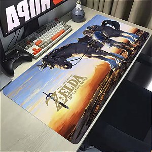 Mousepad Gamer Pinturas Zelda Cavalo The Legend of Zelda Breath of the Wild Nintendo Game 90x40 cm