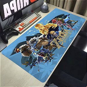 Mousepad Gamer Pinturas Zelda Personagens The Legend of Zelda Breath of the Wild Nintendo Game 90x40 cm