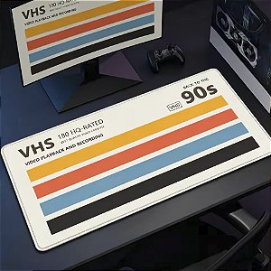 Mousepad Gamer Retro VHS 90s Fita Videocassete 90x40 cm