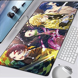 Mousepad Gamer Tanjiro Kamado, Nezuko Kamado, Zenitsu Agatsuma, Inosuke Hashibira Demon Slayer Kimetsu no Yaiba 90x40 cm