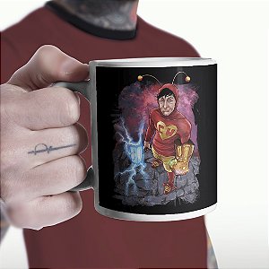 Caneca Cilíndrica Chapolin Colorado Thanos Manopla do Infinito Thor Guerra Infinita Vingadores Ultimato Marvel Branca