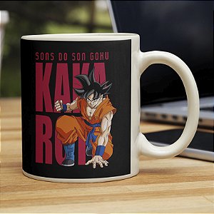 Caneca Cilíndrica Goku Sons Do Son Goku Kakaroto Dragon Ball Z DBZ Anime Branca