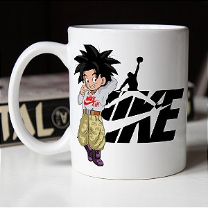Caneca Cilíndrica Goku Nike Air Dragon Ball Jordan NBA Basquete Branca