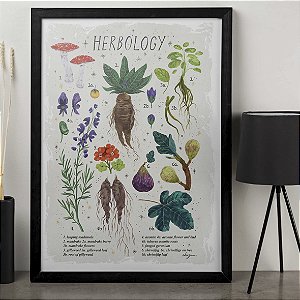 Quadro Herbologia Hogwarts School Of Witchcraft And Wizardry Plantas e Fungos Harry Potter A3