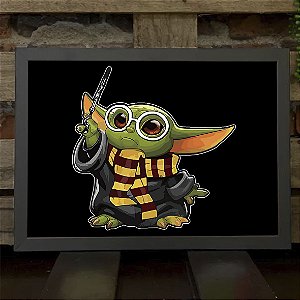 Quadro Grogu Bruxo Harry Potter Baby Yoda The Mandalorian Star Wars A3