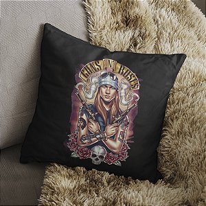 Almofada Hard Rock Legends Axl Rose Guns N' Roses Caveira Rosas Rock And Roll 45x45