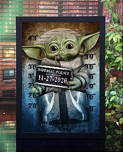 Quadro Grogu Baby Yoda Imperial Police Mug Shot Star Wars A3