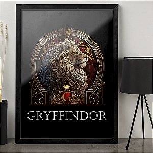 Quadro Brasão Casa Gryffindor Grifinória Harry Potter Leão Escola Hogwarts A3