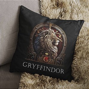 Almofada Brasão Casa Gryffindor Grifinória Harry Potter Leão Escola Hogwarts 45x45