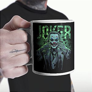 Caneca Cilíndrica Joker Coringa DC Comics Ha Ha Ha Branca