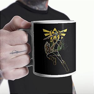 Caneca Cilíndrica Link Legend Of Zelda Colors Nintendo Branca