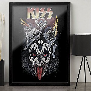 Quadro Kiss Rock And Roll Band Poster A3