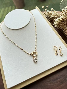 Conjunto Semijoia Fecho Boia Zircônia