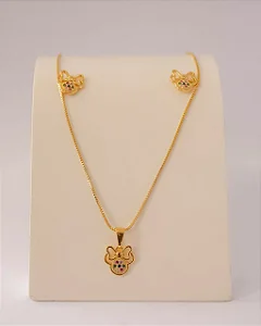 Conjunto Infantil Minnie Mouse com Cristais Coloridos