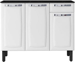 Balcão de Cozinha Itatiaia Aço 3 Portas 1 Gaveta Com Tampo Rose Branco Neve